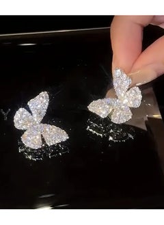 Home Clearance Sale Shiny Butterfly Shaped Stud Earrings Full Of zirconia Zinc Alloy Jewelry Elegant Leisure Style Dating Party Ear Accessories  - Image 1