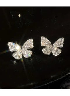 Home Clearance Sale Shiny Butterfly Shaped Stud Earrings Full Of zirconia Zinc Alloy Jewelry Elegant Leisure Style Dating Party Ear Accessories  - Image 2