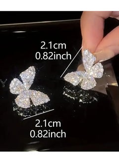 Home Clearance Sale Shiny Butterfly Shaped Stud Earrings Full Of zirconia Zinc Alloy Jewelry Elegant Leisure Style Dating Party Ear Accessories  - Image 3