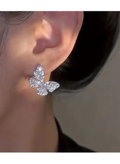 Home Clearance Sale Shiny Butterfly Shaped Stud Earrings Full Of zirconia Zinc Alloy Jewelry Elegant Leisure Style Dating Party Ear Accessories  - Image 4