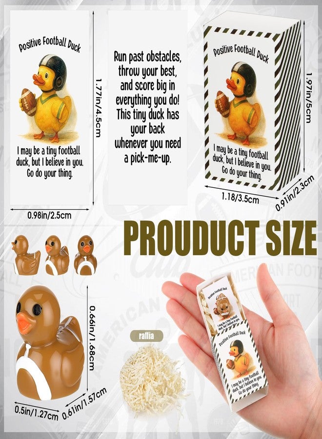 Realspring 25 Pack Mini Resin Football Ducks Figurines with Inspirational Card Positive Box Miniature Sport Duck Statues Emotional Support Football Senior Night Gifts for Coach Birthday Sports Team - Image 2