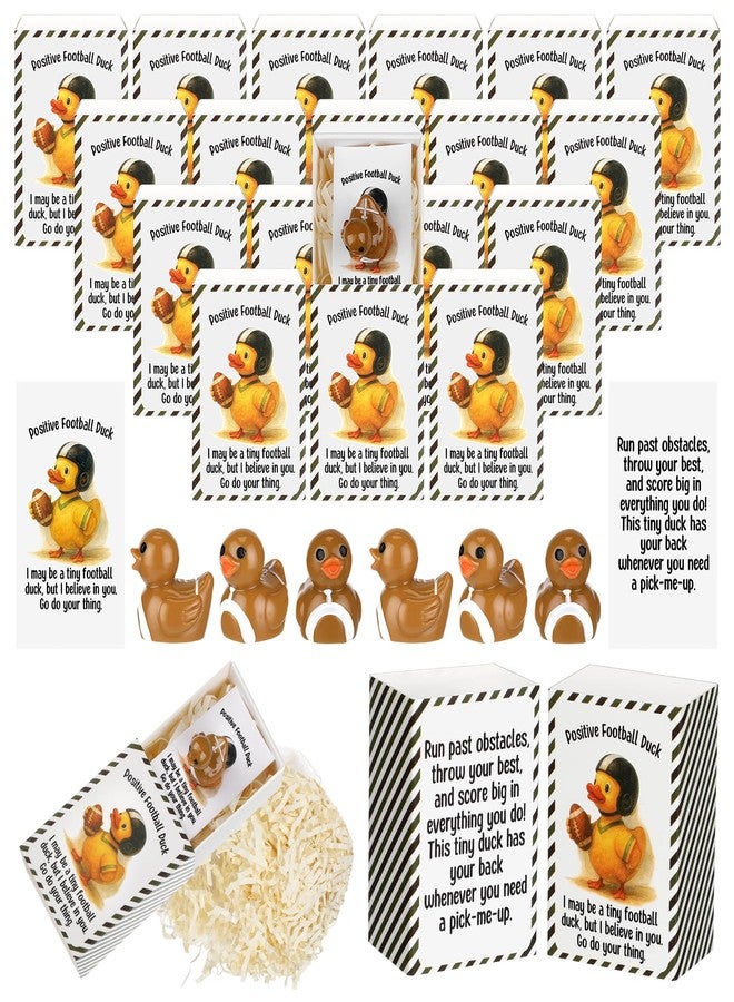 Realspring 25 Pack Mini Resin Football Ducks Figurines with Inspirational Card Positive Box Miniature Sport Duck Statues Emotional Support Football Senior Night Gifts for Coach Birthday Sports Team - Image 1