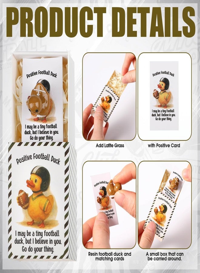 Realspring 25 Pack Mini Resin Football Ducks Figurines with Inspirational Card Positive Box Miniature Sport Duck Statues Emotional Support Football Senior Night Gifts for Coach Birthday Sports Team - Image 3