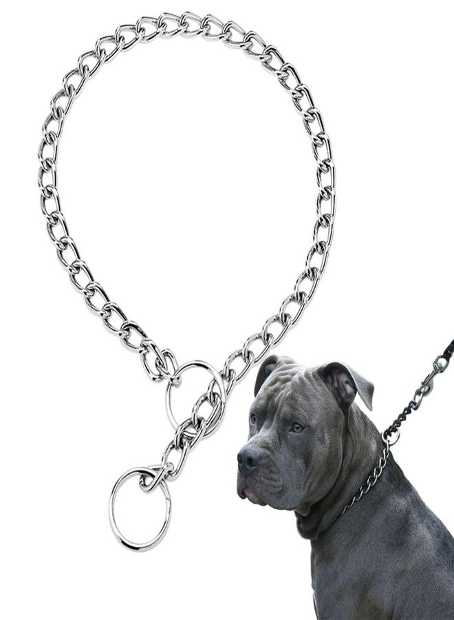 WeimoMonkey Dog Chain Collars, Metal Link Choke Dog Collar Training Heavy Duty Slip Martingale Puppy Collars for XXS XS Small Medium Large Big XL Breed Dogs,Silver L - Image 1