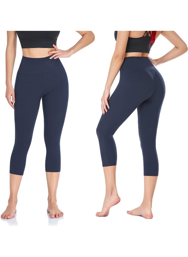 we fleece we fleece 3 Pack Plus Size Capri Leggings for Women -Stretchy X-Large-4X Tummy Control High Waist Spandex Workout Yoga Pants  - Image 2