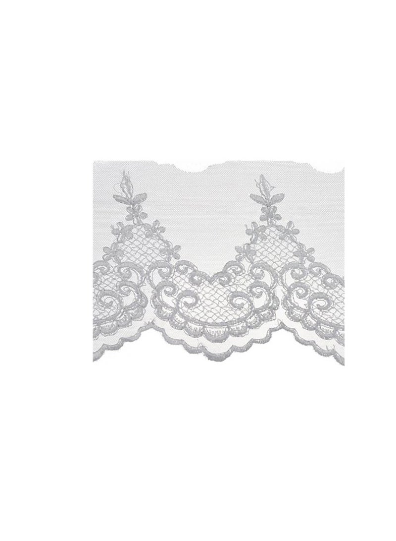 Deco Trims Scroll Work Embroidered Edge Bridal Tulle Trim 5 inch White - Image 2