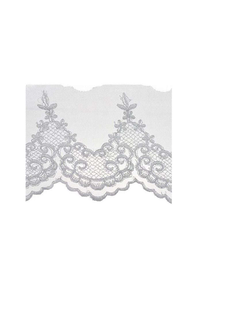 Deco Trims Scroll Work Embroidered Edge Bridal Tulle Trim 5 inch White - Image 3