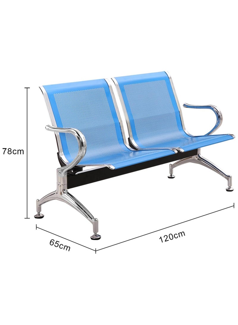 Set of 2 Office Guest Reception Chairs 2 Seat Waiting Room Chairs Visitor Chairs with Armrest Steel Reception Bench for Airport Hospital Bank Hall