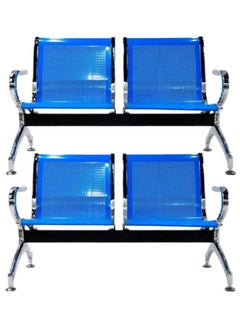 AL WADI FURNITURE Set of 2 Office Guest Reception Chairs 2 Seat Waiting Room Chairs Visitor Chairs with Armrest Steel Reception Bench for Airport Hospital Bank Hall  - Image 1