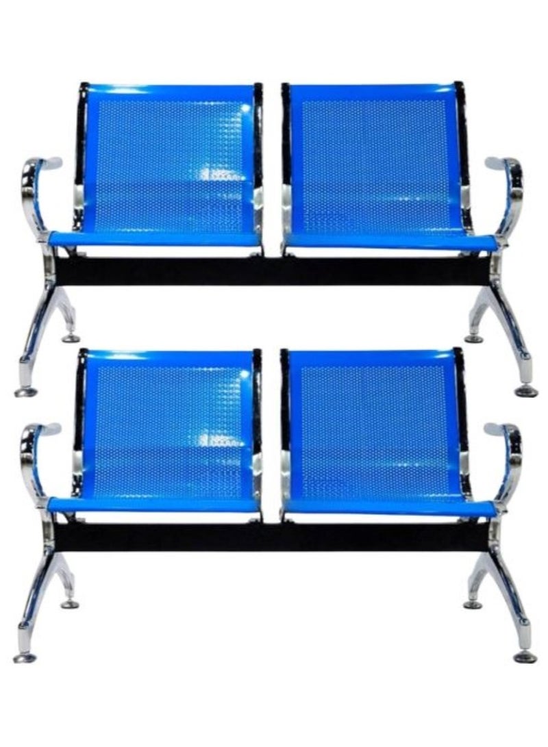 Set of 2 Office Guest Reception Chairs 2 Seat Waiting Room Chairs Visitor Chairs with Armrest Steel Reception Bench for Airport Hospital Bank Hall