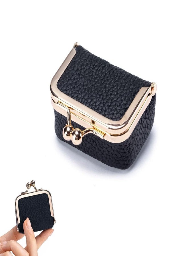 DOMELIFE Genuine travel jewelry case - Vintage Kiss Lock Jewelry Box for Women, Portable Mini Coin Purse Gift with Antique Brass Clasp for Rings and Earrings Necklace (BLACK) - Image 1
