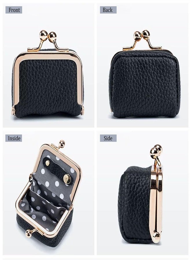 DOMELIFE Genuine travel jewelry case - Vintage Kiss Lock Jewelry Box for Women, Portable Mini Coin Purse Gift with Antique Brass Clasp for Rings and Earrings Necklace (BLACK) - Image 5