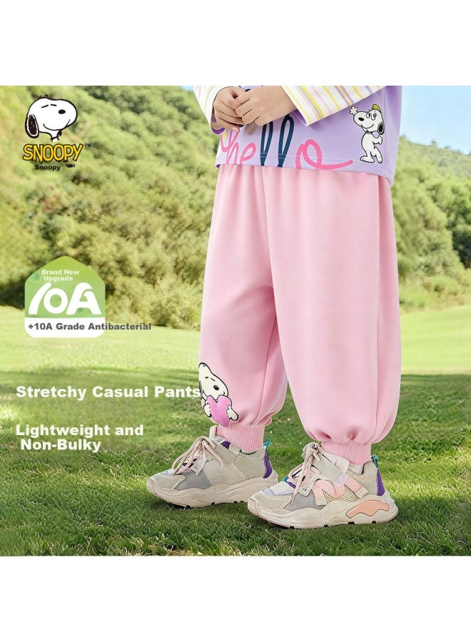 Snoopy Kids Pants Boys Sweatpants Girls Casual Trousers Baby Long Pants Snoopy Heart Pink Size 90 - Image 1