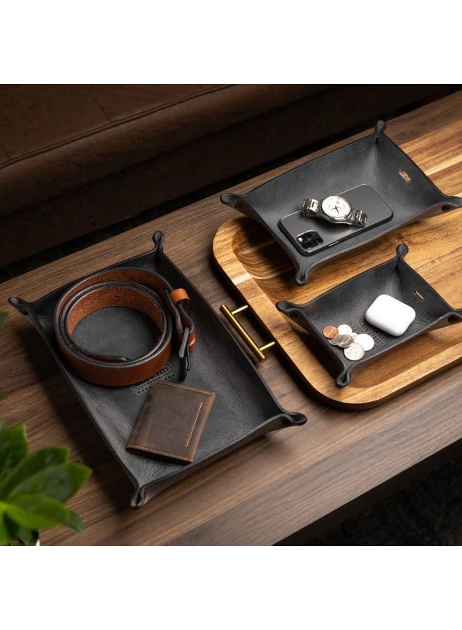Main Street Forge Leather Valet Tray For Men | Made in the USA | EDC Dump Tray for Keys, Phone, Wallet | Catch All Key Tray - Image 5