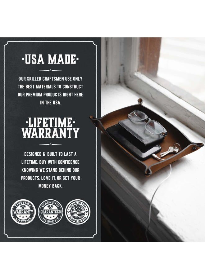 Main Street Forge Leather Valet Tray For Men | Made in the USA | EDC Dump Tray for Keys, Phone, Wallet | Catch All Key Tray - Image 4