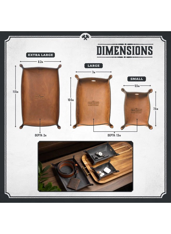 Main Street Forge Leather Valet Tray For Men | Made in the USA | EDC Dump Tray for Keys, Phone, Wallet | Catch All Key Tray - Image 2