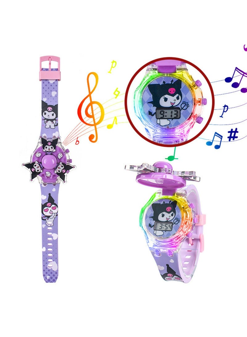 PULUZ 3 Pcs Cartoon Children's Watch, Children's Watch Toy with Light Effect, Kids Electronic Watch with Music, Flip-top Cartoon Watch for Kids - Image 2