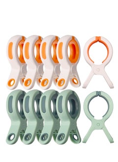 10-Pack Beach Towel Clips for Beach Chairs: Large Strong Clothes Clips,(White+Green).