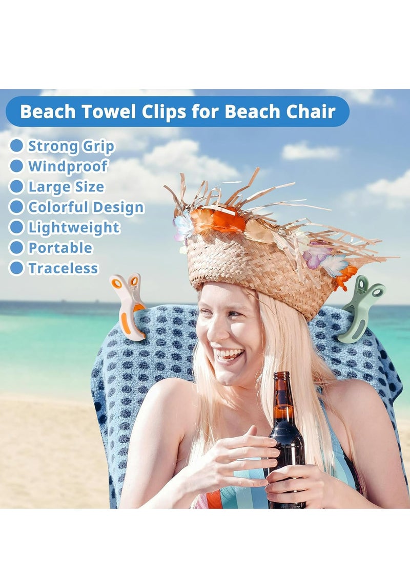 Oasisgalore - 10-Pack Beach Towel Clips for Beach Chairs: Large Strong Clothes Clips,(White+Green). - Image 1