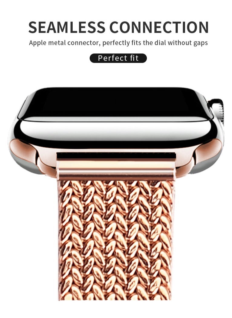 O Ozone - Slim Metal Straps Compatible With Apple Watch Series 10 | Ultra 2 | 8 Ultra | 9 | 8 | 7 | 6 Thin Narrow Stainless Steel Milanese Replacement Strap for Women- Silver - Starlight - Image 1