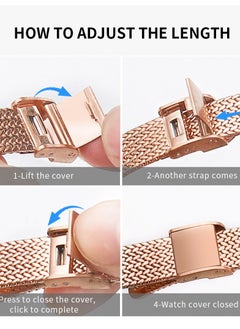 O Ozone Slim Metal Straps Compatible With Apple Watch Series 10 | Ultra 2 | 8 Ultra | 9 | 8 | 7 | 6 Thin Narrow Stainless Steel Milanese Replacement Strap for Women- Silver - Starlight  - Image 4