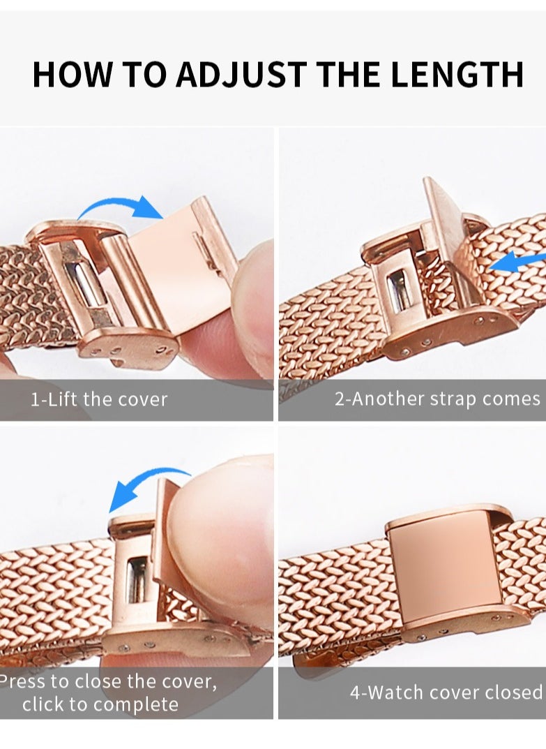 O Ozone - Slim Metal Straps Compatible With Apple Watch Series 10 | Ultra 2 | 8 Ultra | 9 | 8 | 7 | 6 Thin Narrow Stainless Steel Milanese Replacement Strap for Women- Silver - Starlight - Image 1