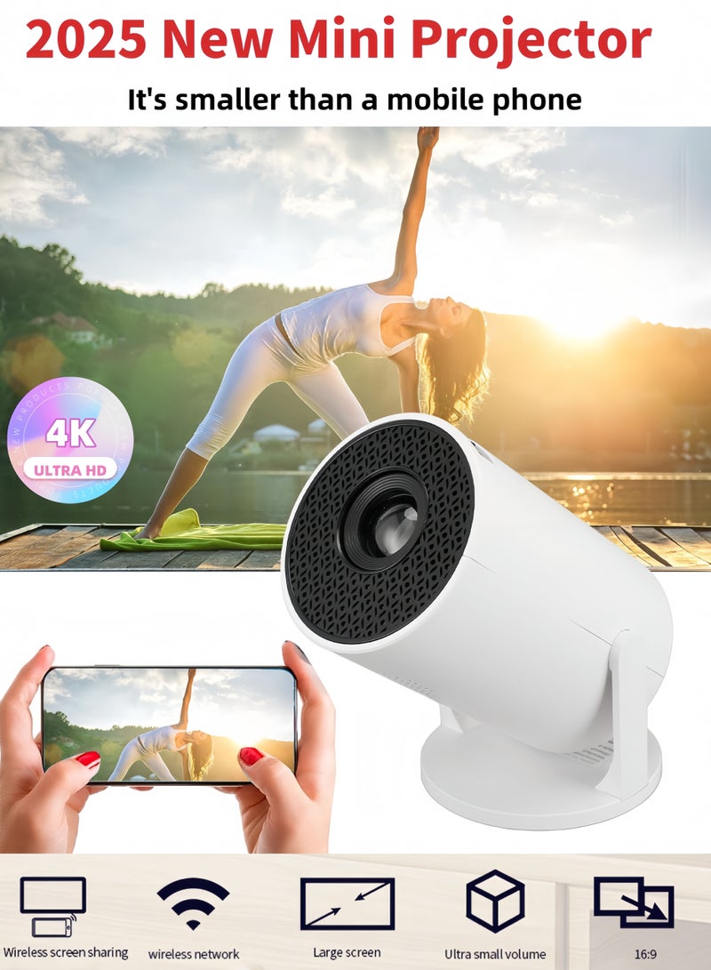Mini Projector with Bluetooth, Support 4K 1080P Smart Projector with 150 ANSI 8000LM, 150 Inch Screen, Auto Horizontal Keystone Correction  - Image 1