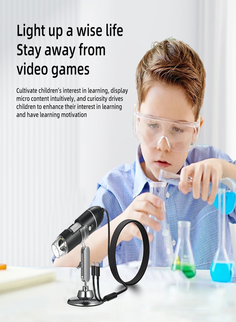 Generic 321P 1000X for IOS and Android 2 in 1 HD Digital Microscope Hand-Held Portable Microscope New 2 Million Digital Microscope with Metal Stand - Image 3