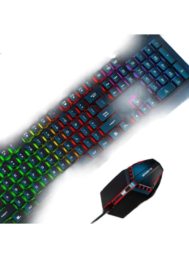 Gesobyte G108X Mechanical Feel Keyboard And Mouse Combo Wired Keyboard And Mouse Set Gaming Office Computer Keyboard Chicken Eating Combo Metal Panel Black - Image 1