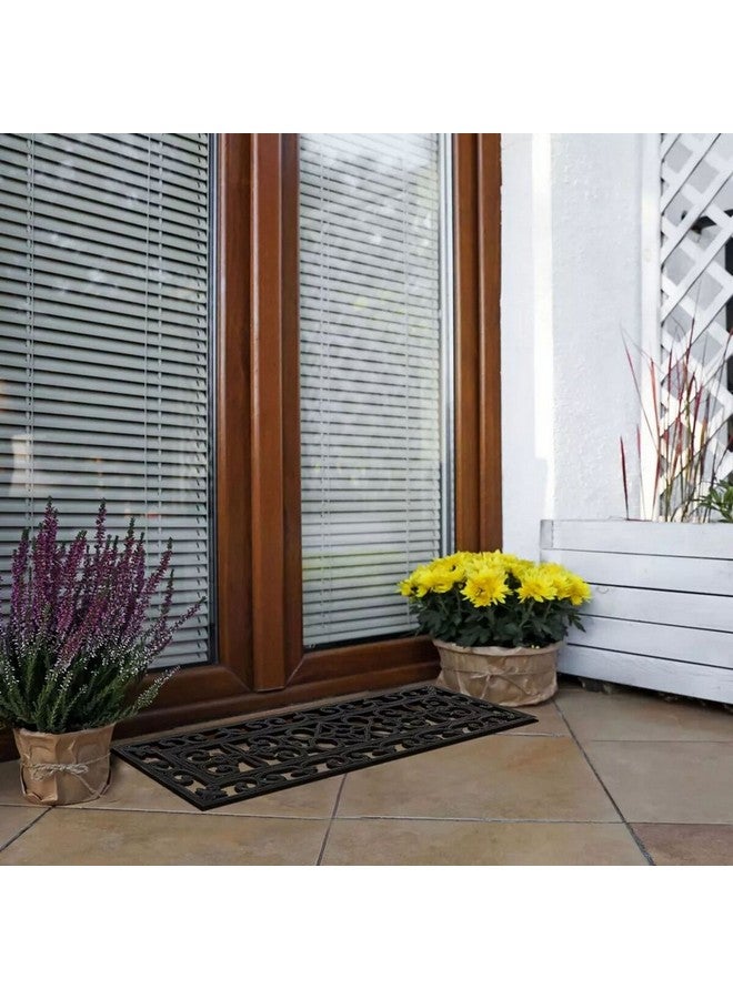 LUANCE Elsa Scrollwork Design Rectangular Anti-Slip Door Mat Black 25 x 75 cm 1442995 - Image 2