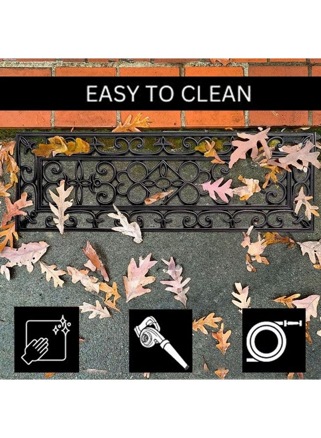 LUANCE Elsa Scrollwork Design Rectangular Anti-Slip Door Mat Black 25 x 75 cm 1442995 - Image 4