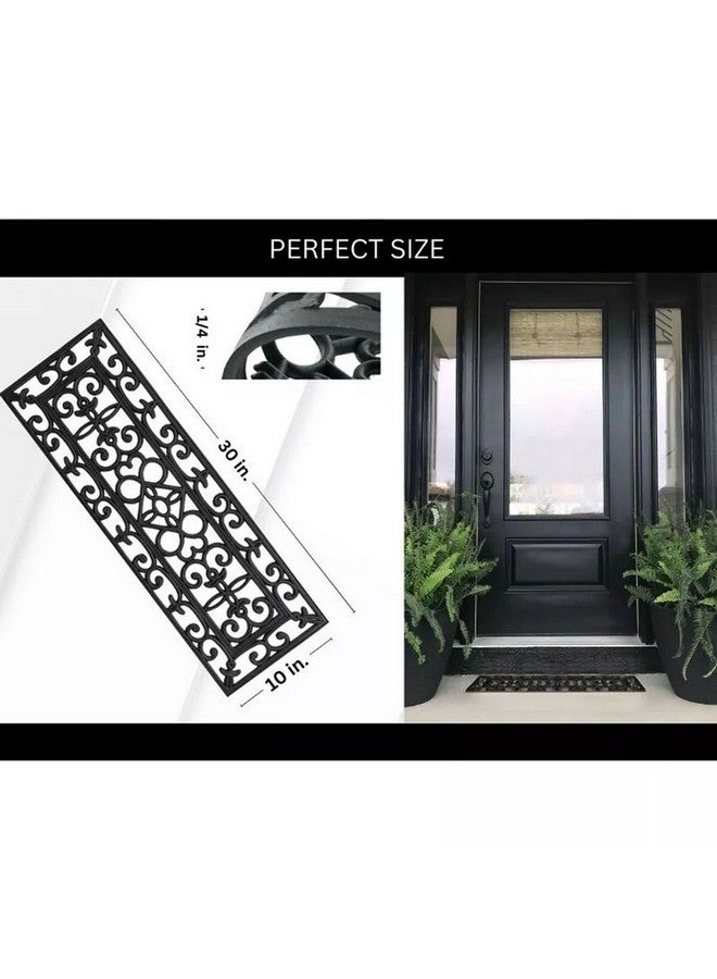LUANCE Elsa Scrollwork Design Rectangular Anti-Slip Door Mat Black 25 x 75 cm 1442995 - Image 3
