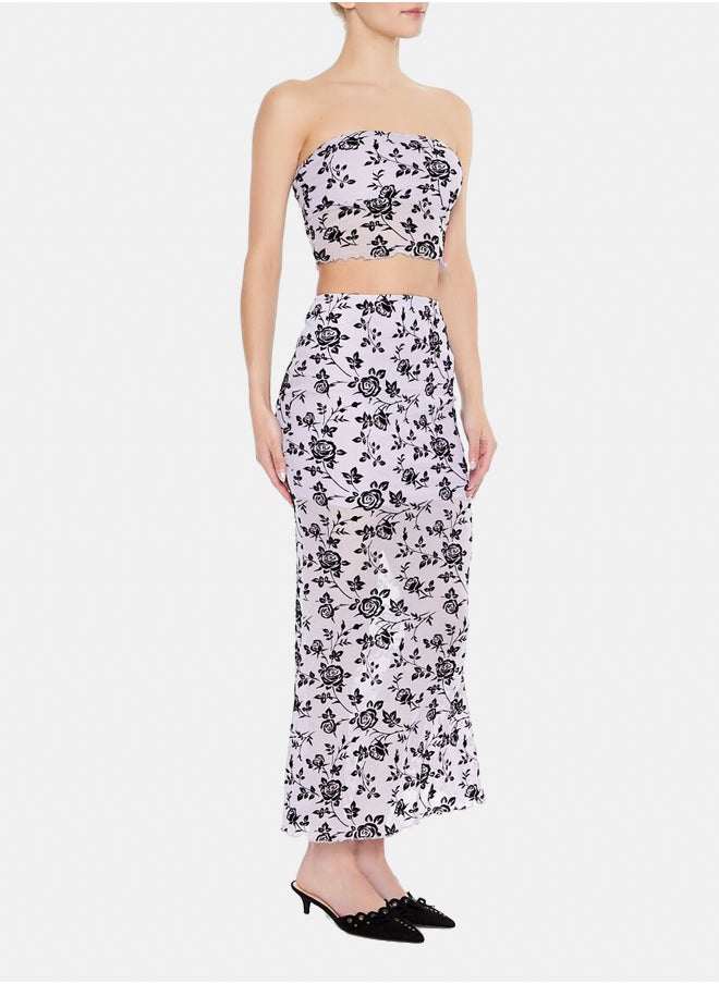 FOREVER 21 - Floral Lace Tube Top & Skirt Set - Image 1