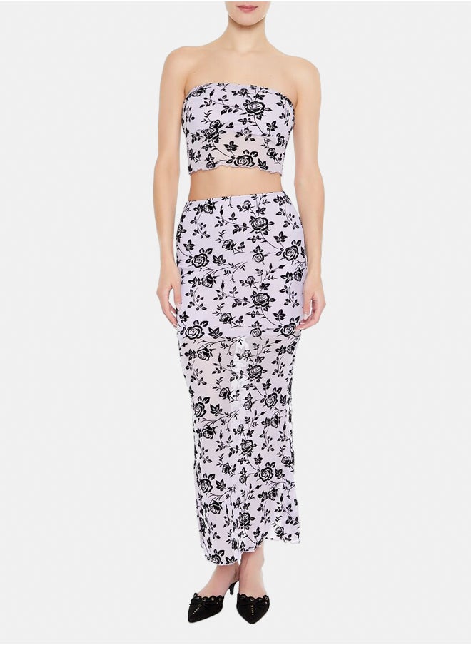 FOREVER 21 - Floral Lace Tube Top & Skirt Set - Image 1