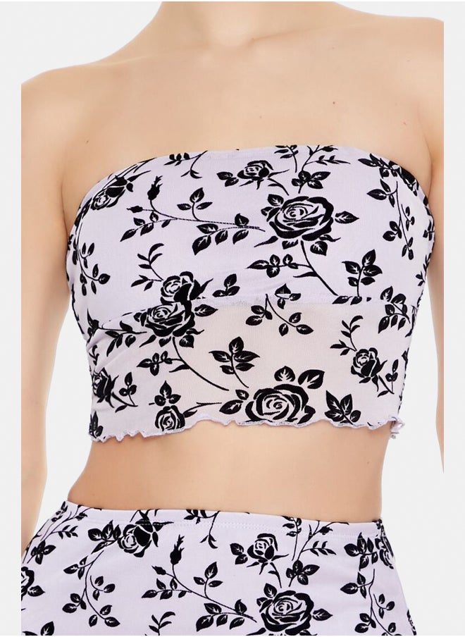 FOREVER 21 - Floral Lace Tube Top & Skirt Set - Image 1