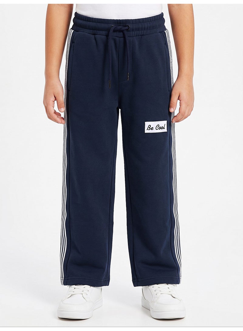 Boys' Side-Striped Sweatpants with "Be Cool" Patch – Regular Fit
