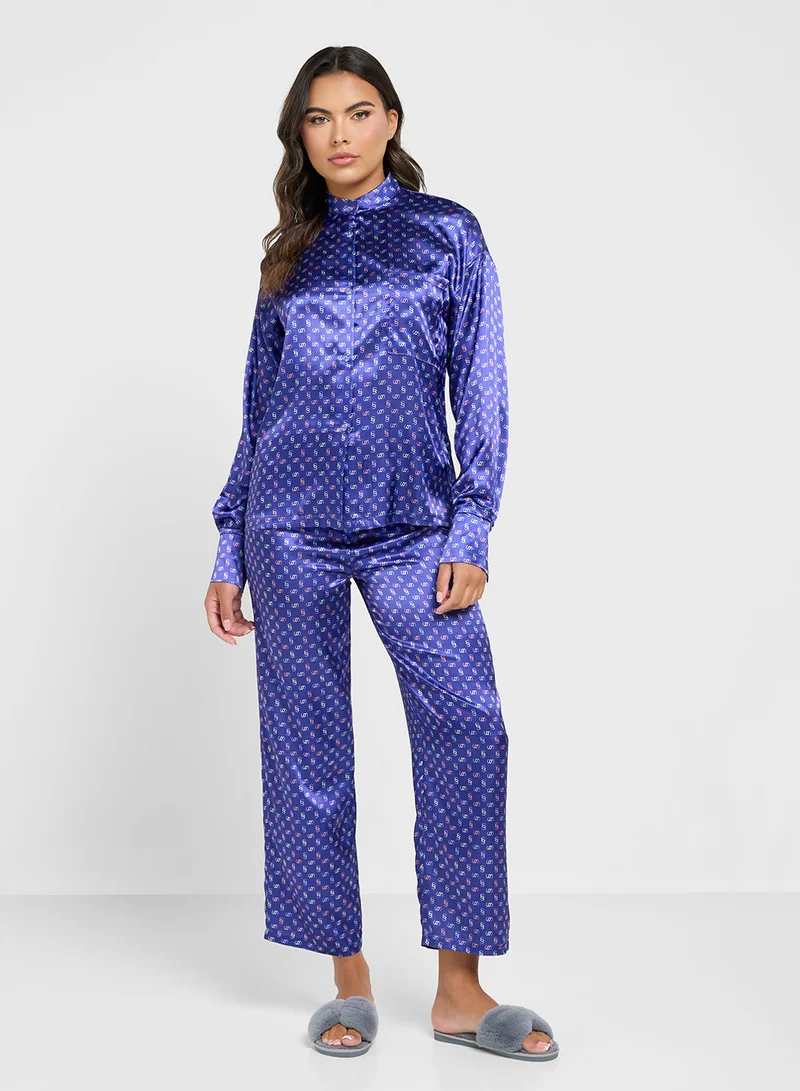 Ginger Oversize Stripe Seersucker Shirt & Short Set