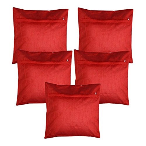 Belive-Me Velvet Floral Red Cushion Covers Set of 5 (16X16 Inches / 40x40 cms) - Image 4
