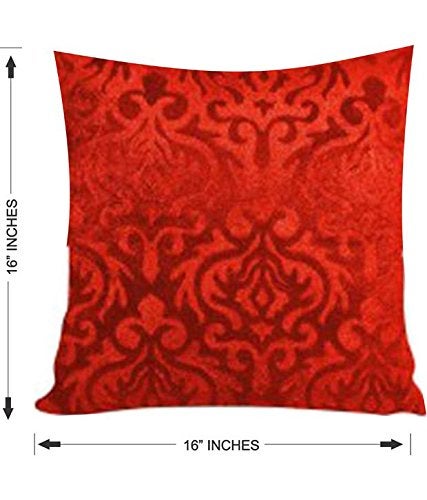 Belive-Me Velvet Floral Red Cushion Covers Set of 5 (16X16 Inches / 40x40 cms) - Image 2