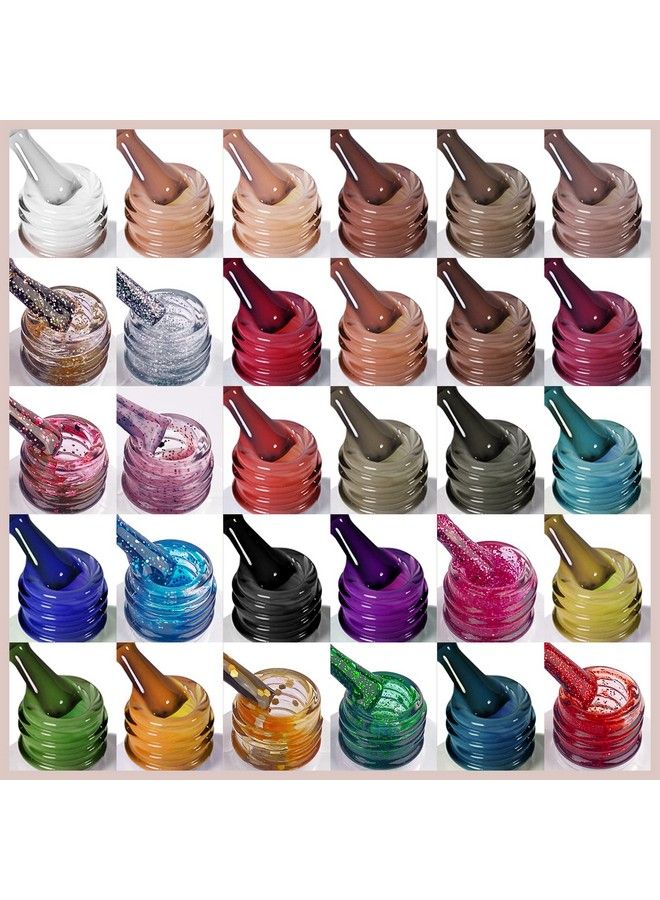 Saviland 33Pcs Gel Nail Polish Kit  30 Colors Valentines Gifts Gel Polish Set Soakoff Glitter Nail Art Gel Polish With Base Glossy & Matte Top Gel French Manicure Starter Kit For Home Diy Nail Salon - Image 3
