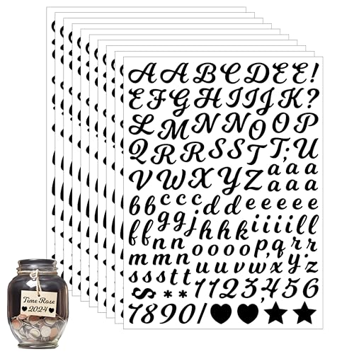 Dvobez 10 Sheet Cursive 1/2 Inch Small Letter Stickers, 1180Pcs Black Vinyl Alphabet Stickers for Arts Crafts Outdoor Sign Poster Windows Doors School Office - Image 1