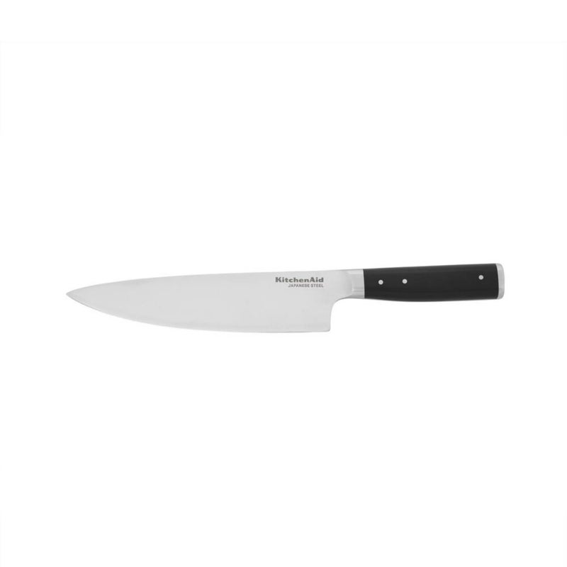KitchenAid Gourmet Forged Triple Rivet Chef Knife with Custom-Fit Blade Cover, 8-inch, Sharp Kitchen Knife, High-Carbon Japanese Stainless Steel Blade, Black - Image 1
