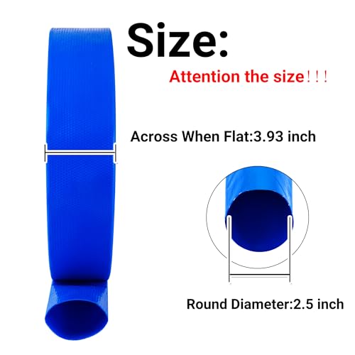 Geowaky 2.5" x 50 FT Pool Backwash Hose, Blue Heavy Duty Reinforced PVC Lay Flat Water Discharge Hose for Swimming Pool Filter Pump,with 2 Clamp - Image 2