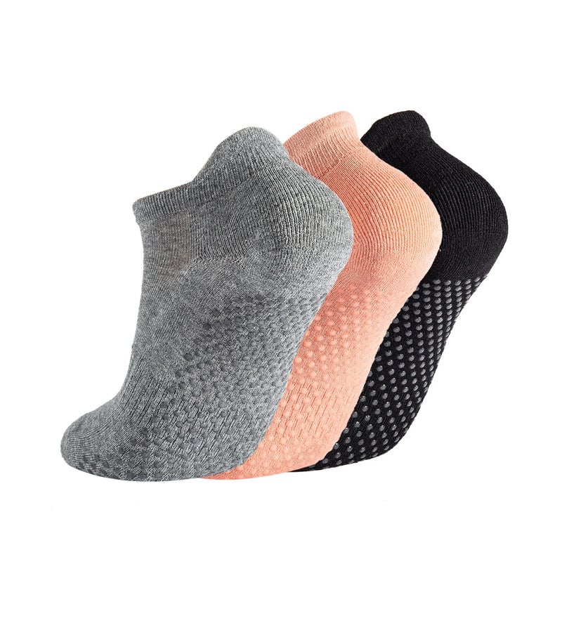 Breslatte Grip Socks Pilates Hospital Socks with Grips for Women Gripper Non Slip Womens No Slip 3pairs blackpinkgrey - Image 1