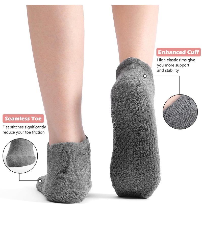 Breslatte Grip Socks Pilates Hospital Socks with Grips for Women Gripper Non Slip Womens No Slip 3pairs blackpinkgrey - Image 5