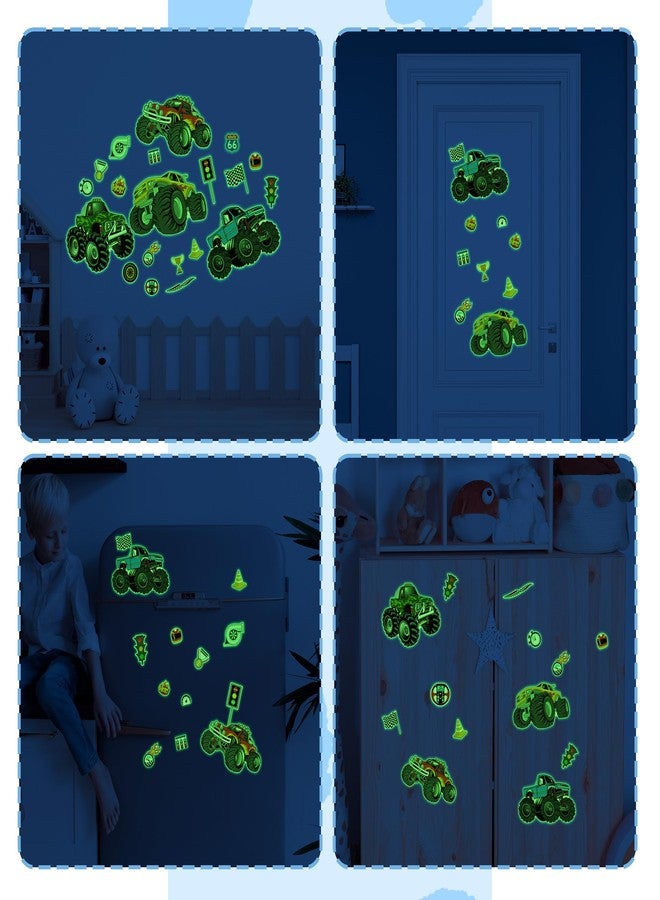 Robmoda Glow in The Dark Racing Car Wall Stickers, Truck Kids Bedrooms Wall Decals, Racing Theme Big Foot Truck Ceiling Decor, Nursery Classroom Playroom Home Decor Gifts - Image 4