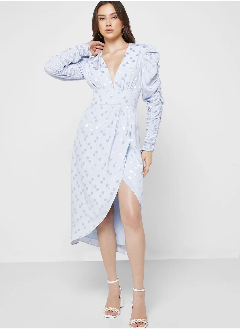 Keepsake Ruched Sleeve Wrap Dress