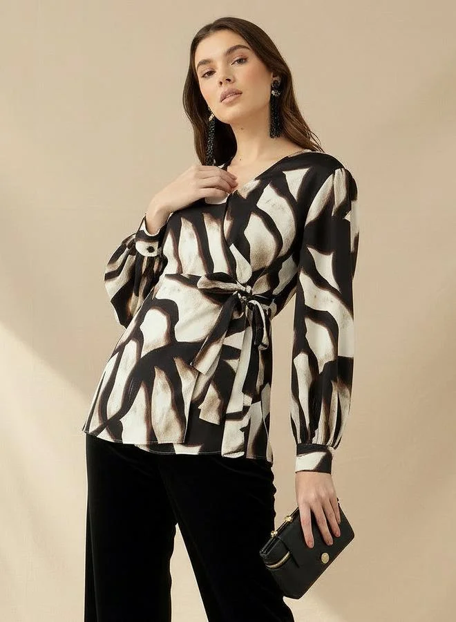 ايكونيك Iconic Wrap Top with Print