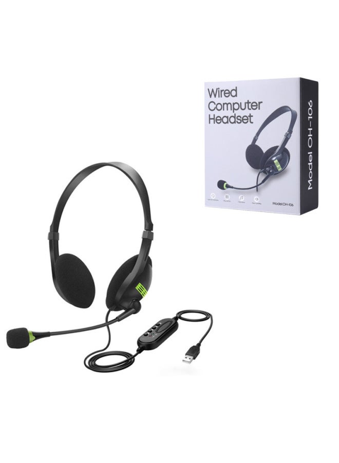 نيوترل سماعة كمبيوتر بمنفذ USB، سماعة رأس، سماعة مكتب، سماعة خدمة عملاء مع ميكروفون، سماعة طيران - Image 1