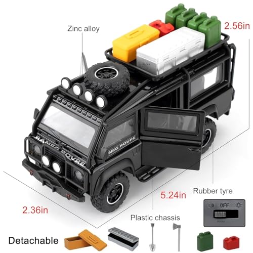 FEXXA 1/32 Compatible for Land Rover Van Model Car, Pull Back Diecast Collectible Car Toy with Sounds＆Lights for Kids Boys Girls and Adults, Gift (BLACK1) - Image 2
